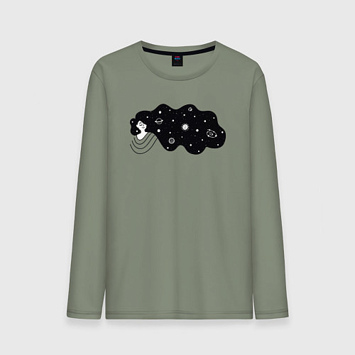 Мужской лонгслив Космос в волосах / Авокадо – фото 1