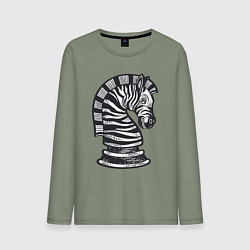 Лонгслив хлопковый мужской Шахматная зебра, цвет: авокадо