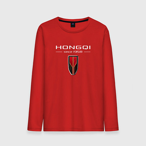 Мужской лонгслив Hongqi - logo / Красный – фото 1