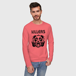 Лонгслив хлопковый мужской The Killers - rock panda, цвет: коралловый — фото 2