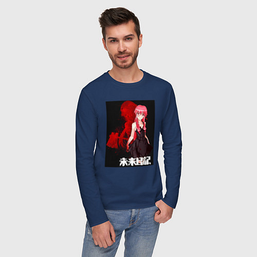 Мужской лонгслив Дневник будущего Юно / Тёмно-синий – фото 3