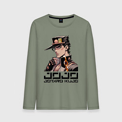 Лонгслив хлопковый мужской Jotaro Kujo - Jojo ai art, цвет: авокадо