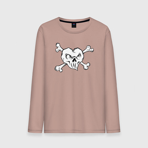 Мужской лонгслив Heart skull / Пыльно-розовый – фото 1