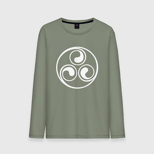 Мужской лонгслив Круглый белый трискелион / Авокадо – фото 1