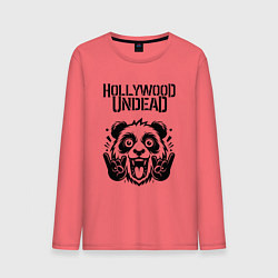 Лонгслив хлопковый мужской Hollywood Undead - rock panda, цвет: коралловый