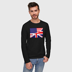 Лонгслив хлопковый мужской США и Великобритания, цвет: черный — фото 2