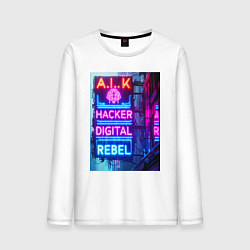 Мужской лонгслив Ai hacker digital rebel - neon glow