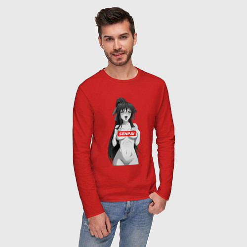 Мужской лонгслив Ахегао senpai nudity / Красный – фото 3