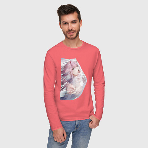 Мужской лонгслив Милый во Франксе Zero Two / Коралловый – фото 3