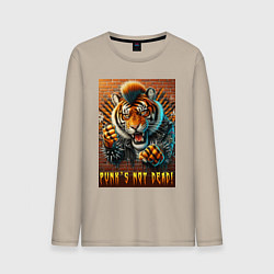 Мужской лонгслив Punks not dead - motto tiger