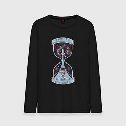 Лонгслив хлопковый мужской Время исследовать, цвет: черный