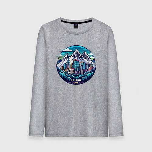 Мужской лонгслив Город Нальчик / Меланж – фото 1