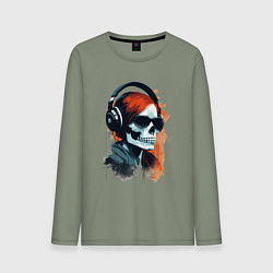 Мужской лонгслив Grunge redhead girl skull