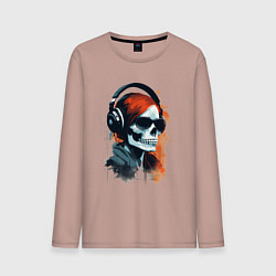 Лонгслив хлопковый мужской Grunge redhead girl skull, цвет: пыльно-розовый