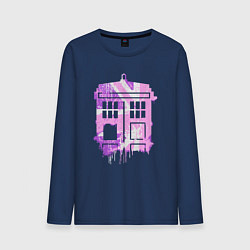 Лонгслив хлопковый мужской Pink tardis, цвет: тёмно-синий