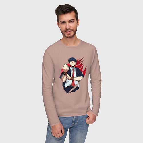 Мужской лонгслив Мэш Бёрндэд маг / Пыльно-розовый – фото 3