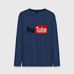 Лонгслив хлопковый мужской You tube logo, цвет: тёмно-синий