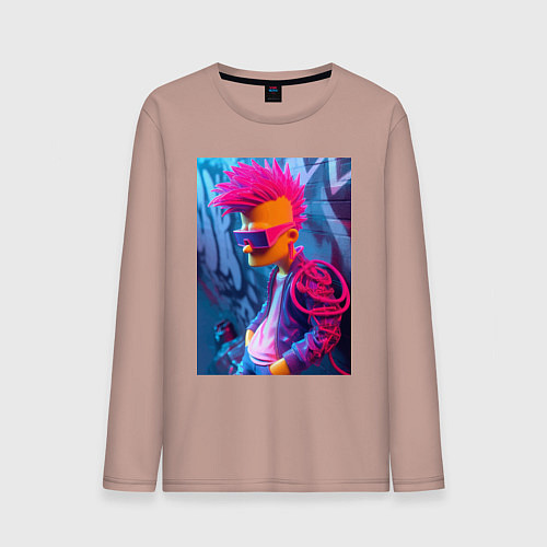 Мужской лонгслив Bart Simpson - punk / Пыльно-розовый – фото 1