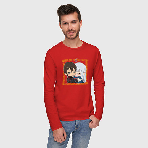 Мужской лонгслив Арт по аниме о владыке демонов и его жене эльфийке / Красный – фото 3