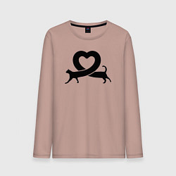 Лонгслив хлопковый мужской Love cat, цвет: пыльно-розовый