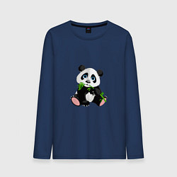 Лонгслив хлопковый мужской Красивый медведь панда, цвет: тёмно-синий