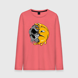 Лонгслив хлопковый мужской Печальный смайл, цвет: коралловый