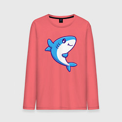 Лонгслив хлопковый мужской Дружелюбная акула, цвет: коралловый