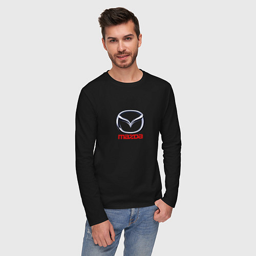 Мужской лонгслив Mazda logo / Черный – фото 3