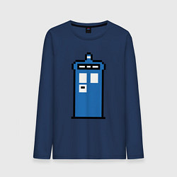 Лонгслив хлопковый мужской Tardis pixels, цвет: тёмно-синий