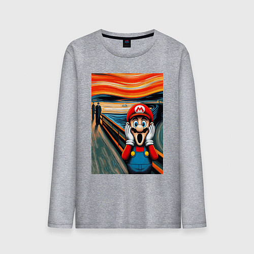 Мужской лонгслив Марио кричит - мем нейросеть / Меланж – фото 1