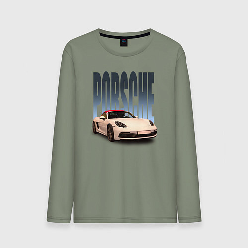 Мужской лонгслив Porsche 911 Turbo винтажный немецкий автомобиль / Авокадо – фото 1