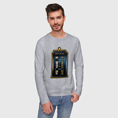 Мужской лонгслив Tardis Sherlock / Меланж – фото 3