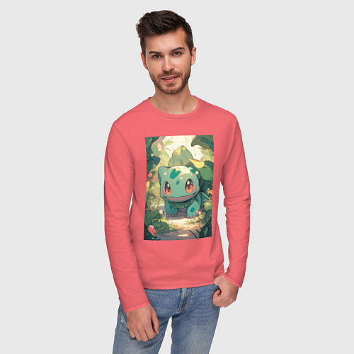 Мужской лонгслив Покемон Бульбазавр / Коралловый – фото 3