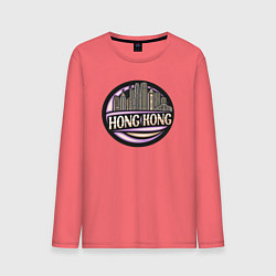 Лонгслив хлопковый мужской Район Гонконг, цвет: коралловый