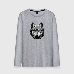 Лонгслив хлопковый мужской Абстрактный волк, цвет: меланж