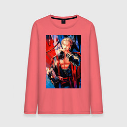 Лонгслив хлопковый мужской Ван-Пис Зоро Ророноа, цвет: коралловый