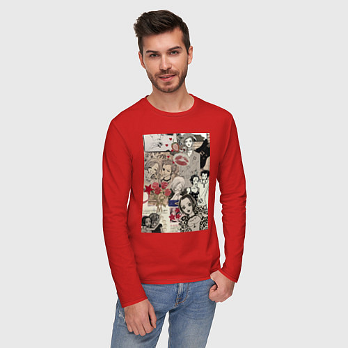 Мужской лонгслив Нана Осаки коллаж / Красный – фото 3