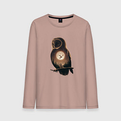 Лонгслив хлопковый мужской Ночная звёздная сова, цвет: пыльно-розовый