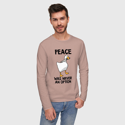 Мужской лонгслив Белый гусь с ножом / Пыльно-розовый – фото 3