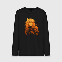 Лонгслив хлопковый мужской Боевая анимэ тян, цвет: черный