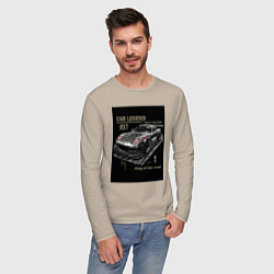 Лонгслив хлопковый мужской Mazda drift rx7, цвет: миндальный — фото 2