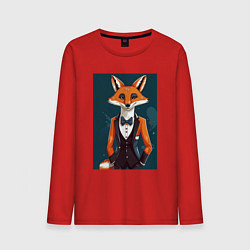 Лонгслив хлопковый мужской Обаятельный лис в смокинге, цвет: красный
