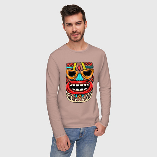 Мужской лонгслив Tiki mask / Пыльно-розовый – фото 3
