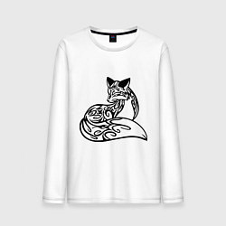 Лонгслив хлопковый мужской Лиса в узорах, цвет: белый