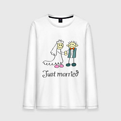 Лонгслив хлопковый мужской Just married, цвет: белый