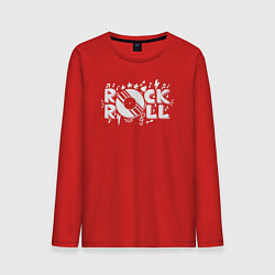 Лонгслив хлопковый мужской Виниловый рок-н-ролл, цвет: красный