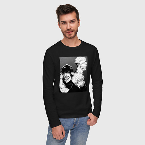Мужской лонгслив Магическая битва Тодзи Фусигуро Сукуна Рёмэн / Черный – фото 3