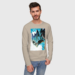 Лонгслив хлопковый мужской Кайдзю номер восемь Кафка Хибино гуманоид, цвет: миндальный — фото 2