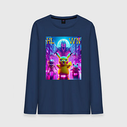 Лонгслив хлопковый мужской Monster Pikachu - halloween fantasy, цвет: тёмно-синий