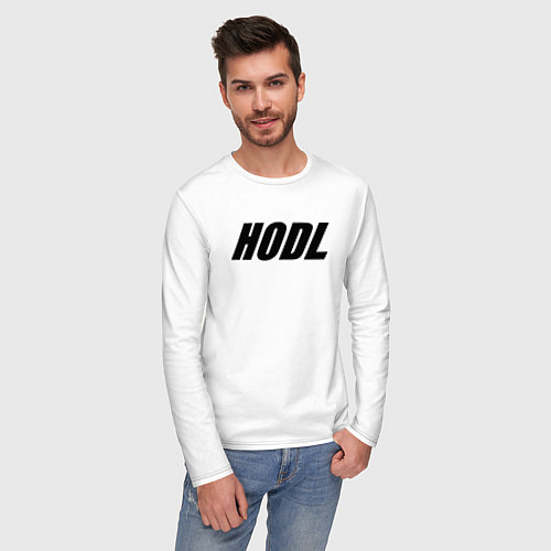 Мужской лонгслив HODL / Белый – фото 3
